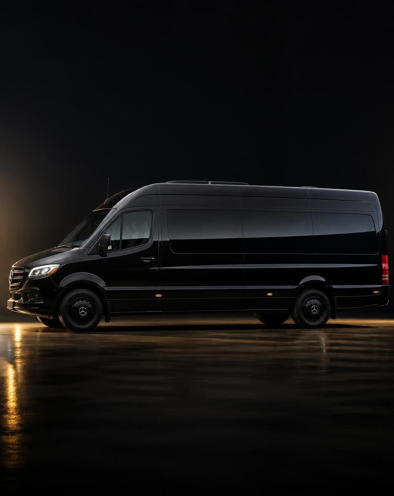 Black luxury Mercedes Sprinter van